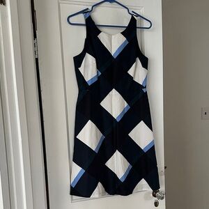 Ann Taylor Navy and White Geometric Mini Dress